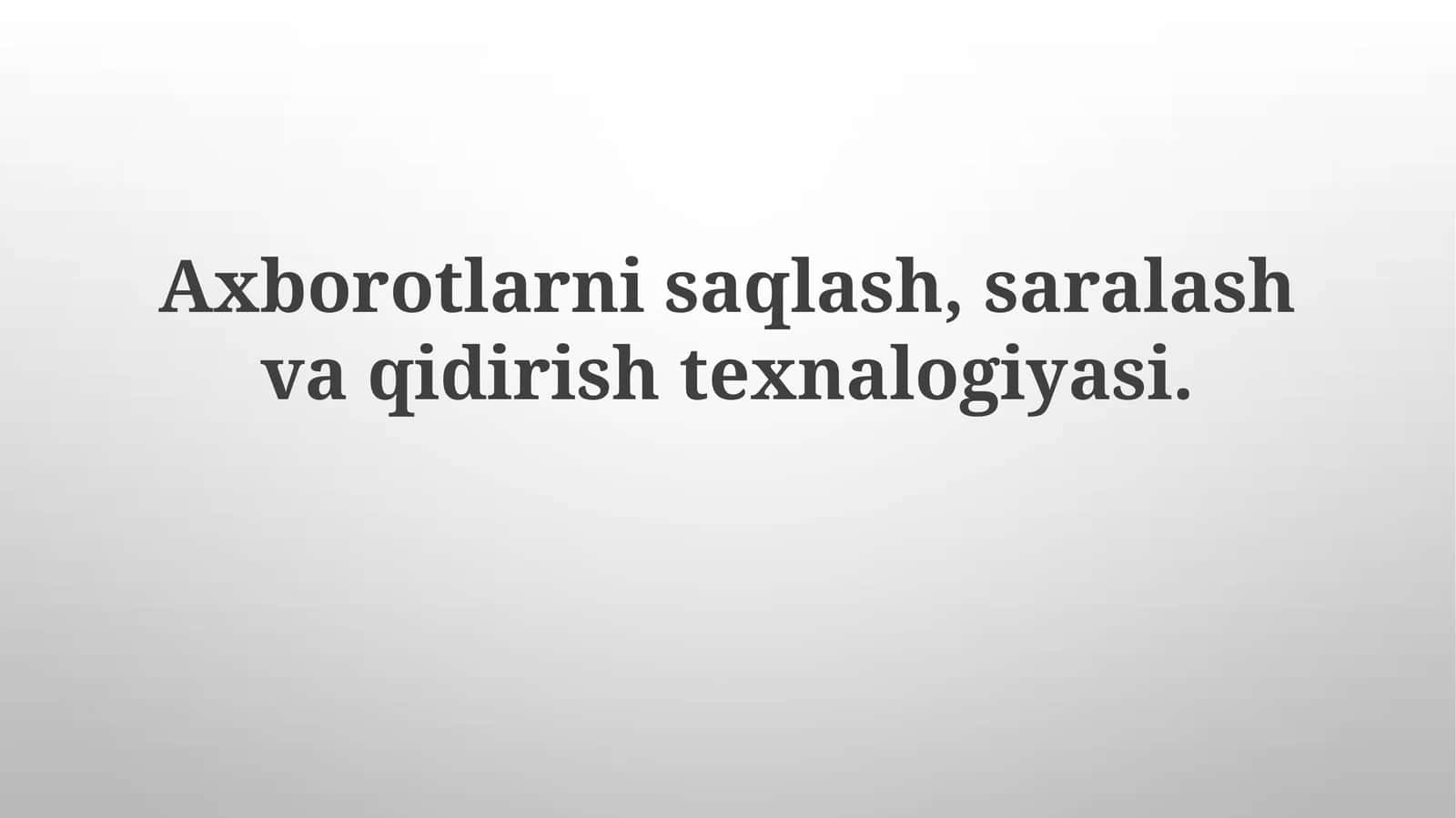 Ma'lumotlarni saralash algoritmlari