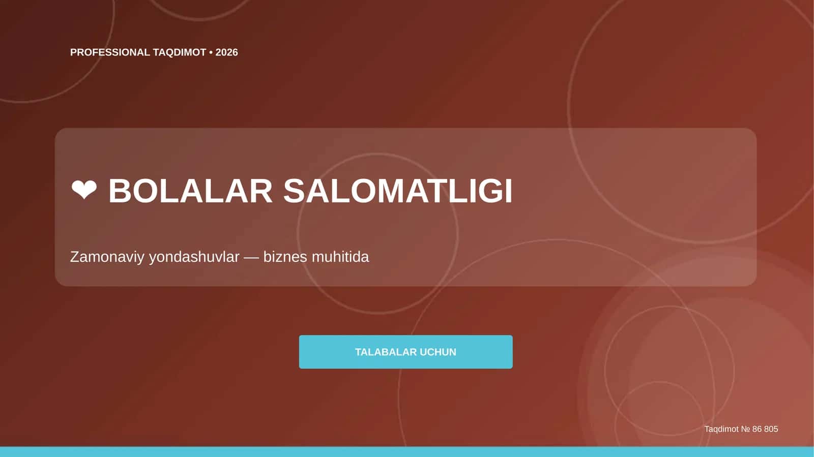 Bolalar salomatligi: zamonaviy yondashuvlar (biznes muhitida) [talabalar uchun]