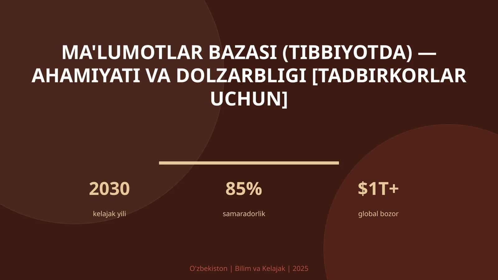 Ma'lumotlar bazasi (Tibbiyotda) — Ahamiyati va dolzarbligi [Tadbirkorlar uchun]