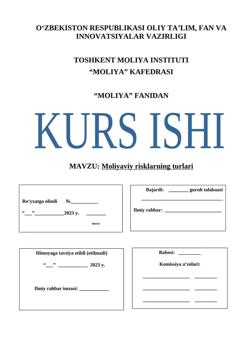 Moliyaviy risklarning turlari