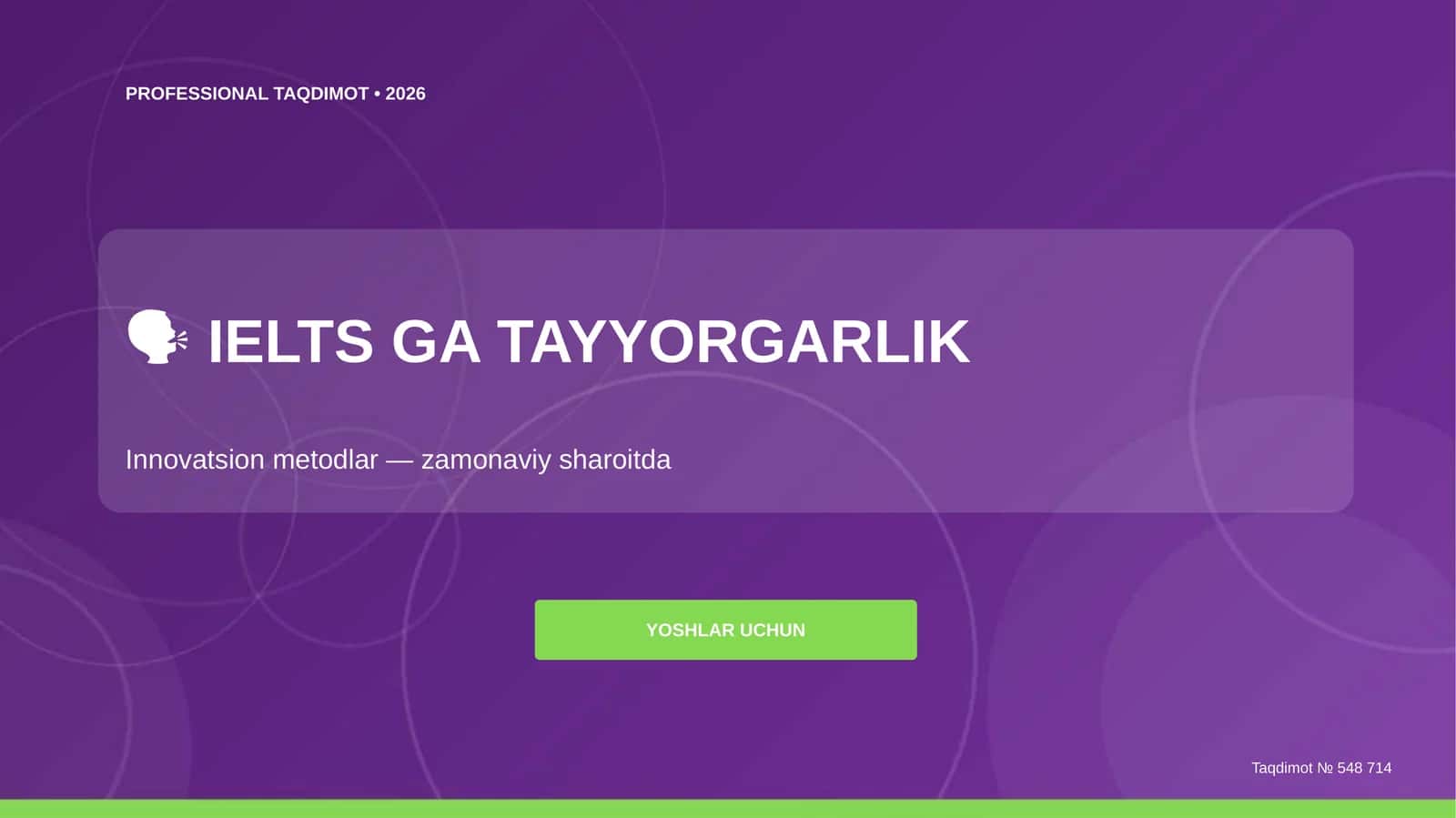 IELTS ga tayyorgarlik: innovatsion metodlar (zamonaviy sharoitda) [yoshlar uchun]