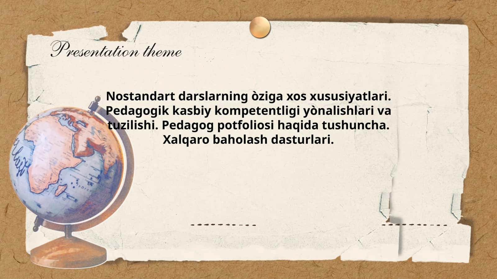 Nostandart darslarning òziga xos xususiyatlari. Pedagogik kasbiy kompetentligi yònalishlari va tuzilishi. Pedagog potfoliosi haqida tushuncha. Xalqaro baholash dasturlari