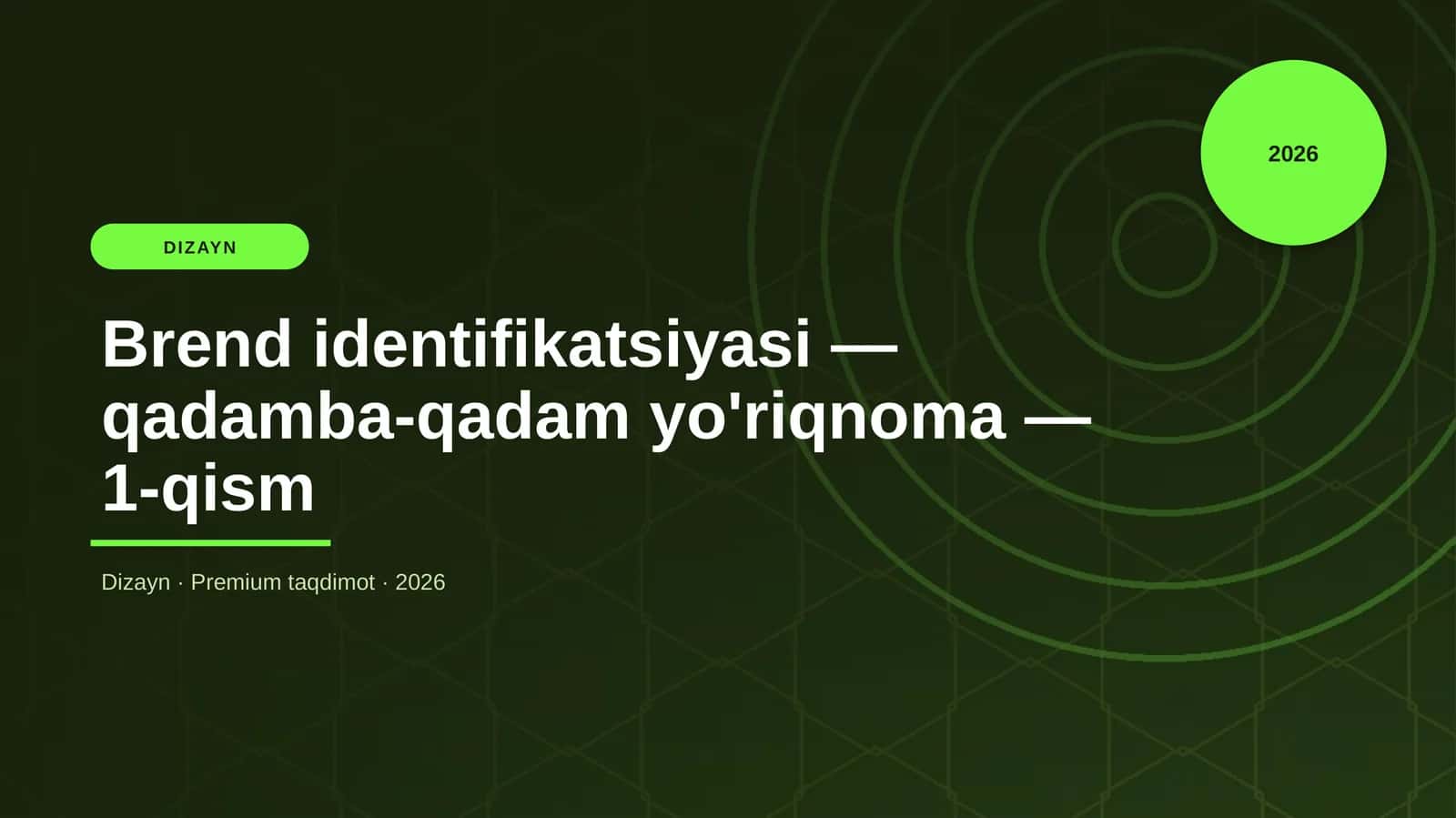 Brend identifikatsiyasi — qadamba-qadam yo'riqnoma — 1-qism