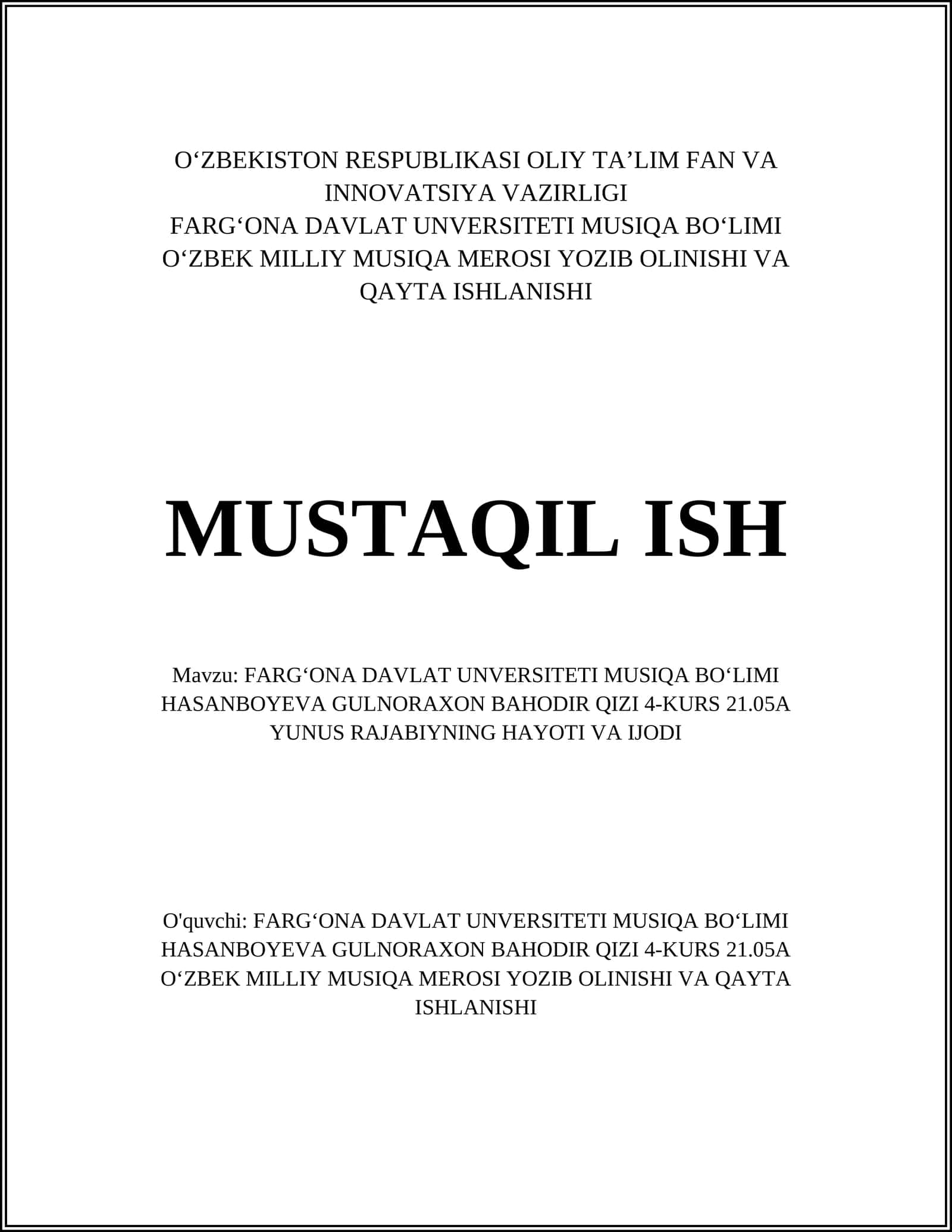 YUNUS RAJABIYNING HAYOTI VA IJODI