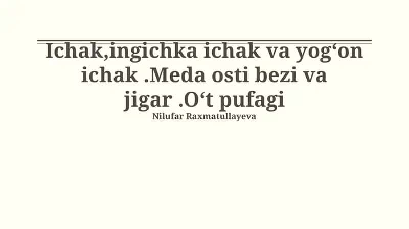 Ingichka ichak va yog'on ichak