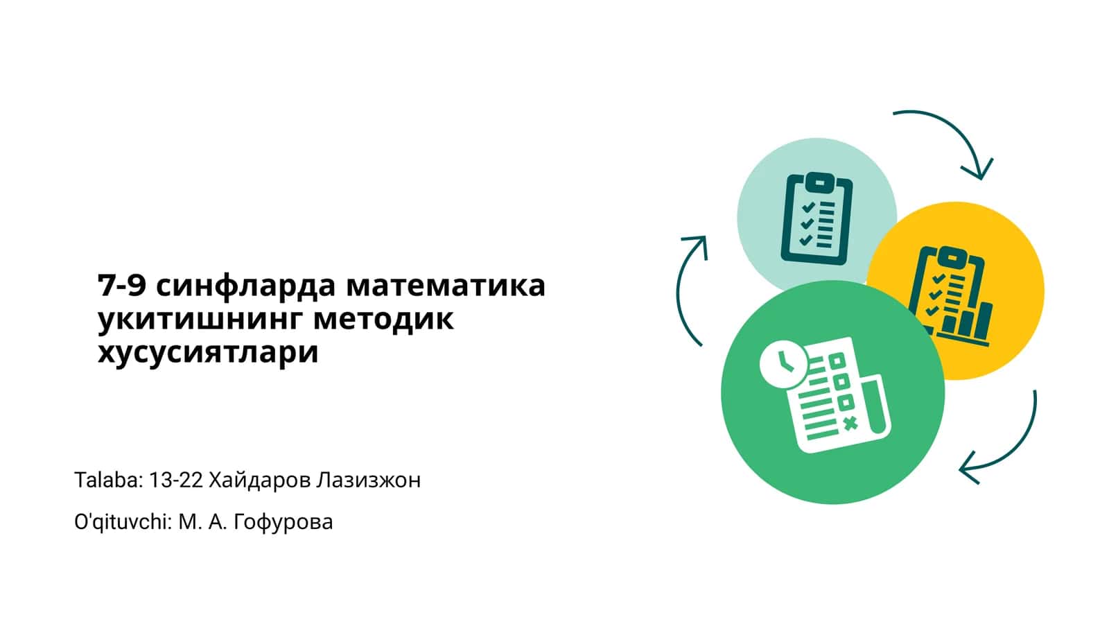 7-9 синфларда математика укитишнинг методик хусусиятлари