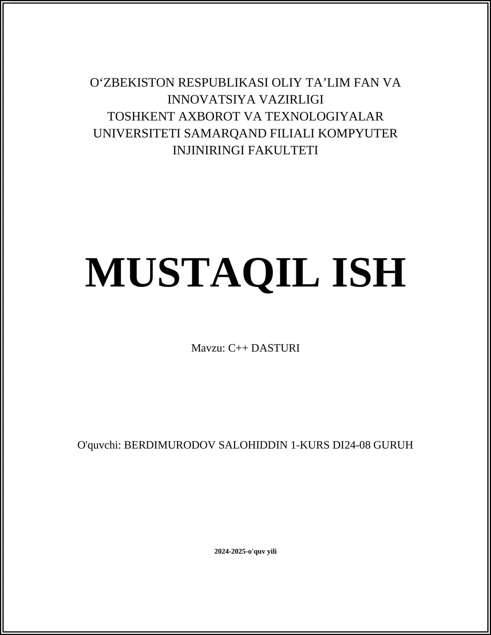 C++ DASTURI