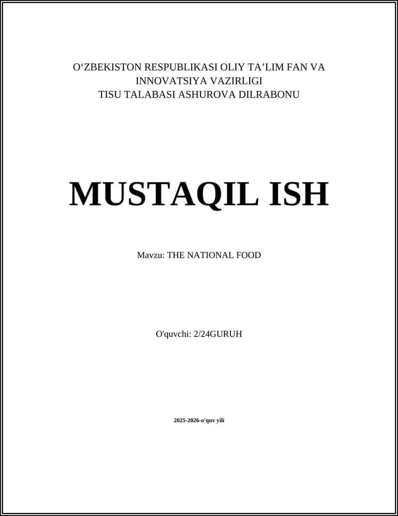 THE NATIONAL FOOD