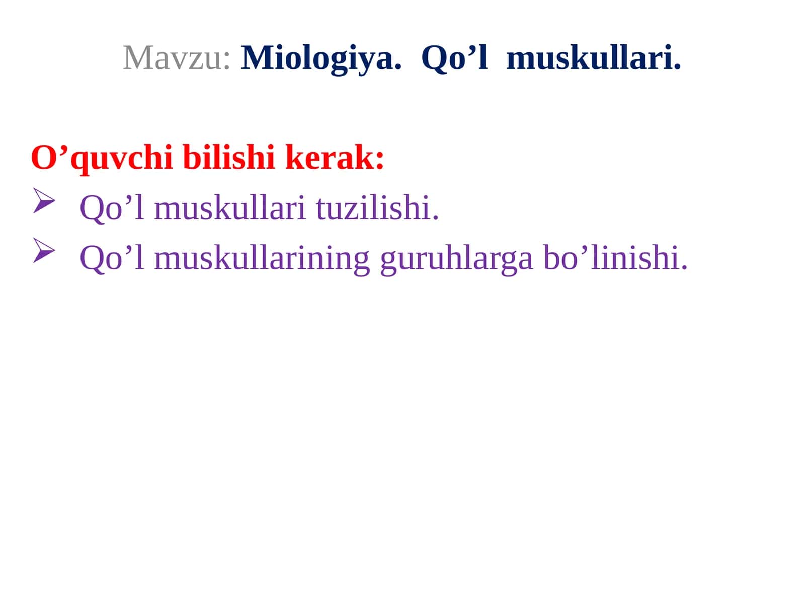 Miologiya.Qo’l muskullari