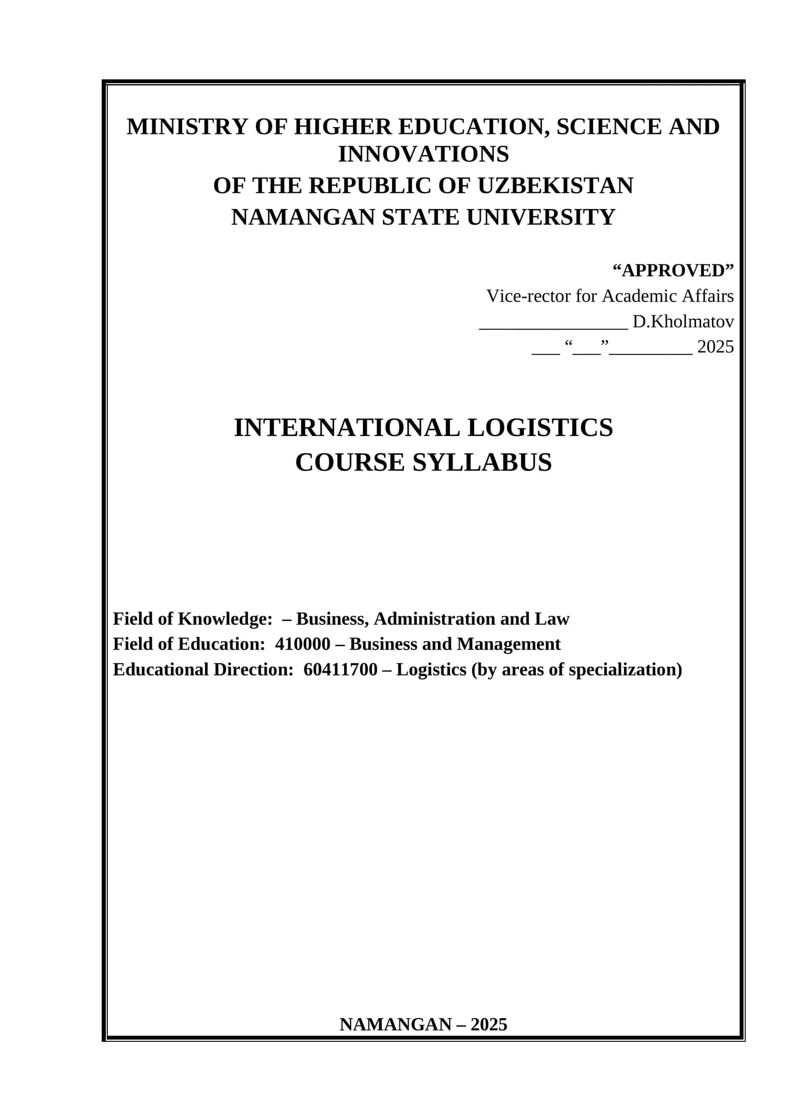 International Logistics Course