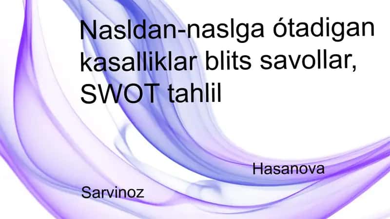 Kasalliklar bo'yicha SWOT tahlili