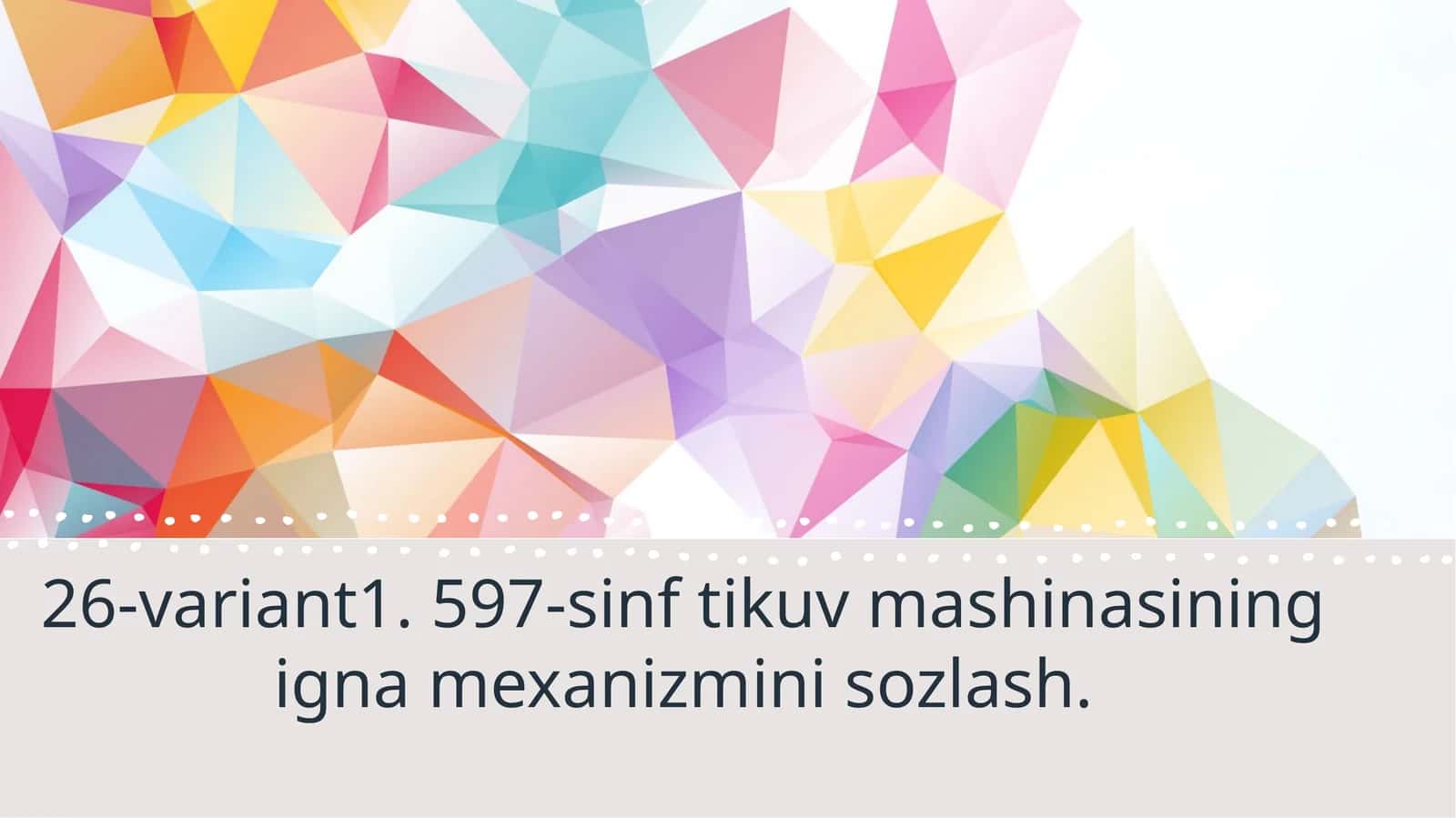 597-Sinf tikuv mashinasining igna mexanizmi