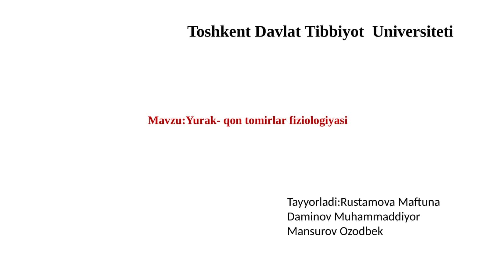 Yurak-qontomirlar fiziologiyasi