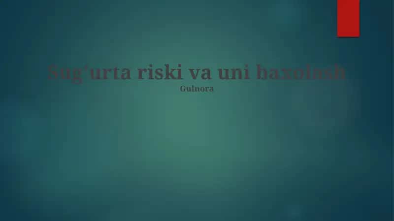 Avtomobil Sug'urta Xavfi