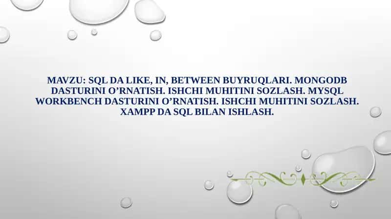 SQL da LIKE, IN, BETWEEN buyruqlari