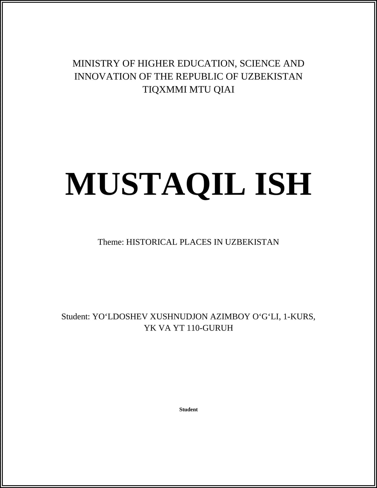 HISTORICAL PLACES IN UZBEKISTAN