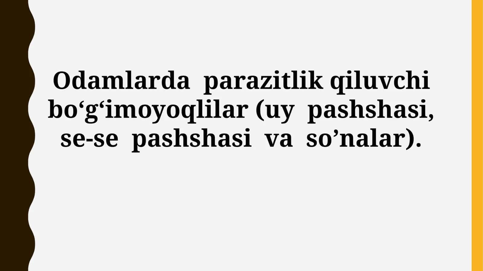 Odamlarda parazitlik qiluvchi bo‘g‘imoyoqlilar (uy pashshasi, se-se pashshasi vaso’nalar)
