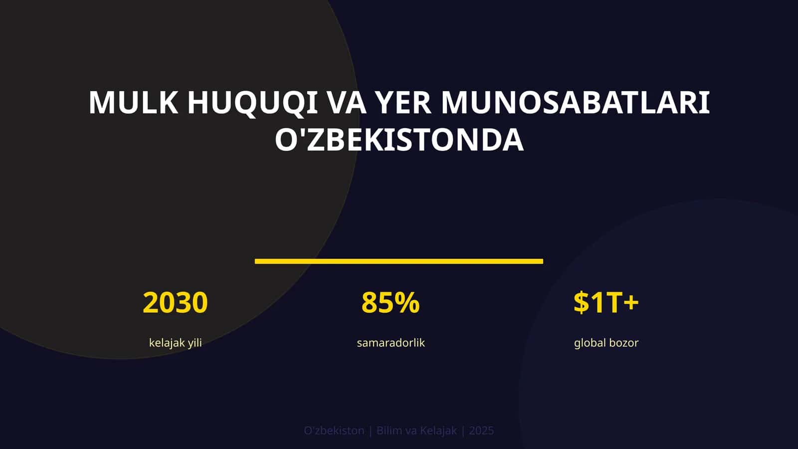 MULK HUQUQI VA YER MUNOSABATLARI O'ZBEKISTONDA