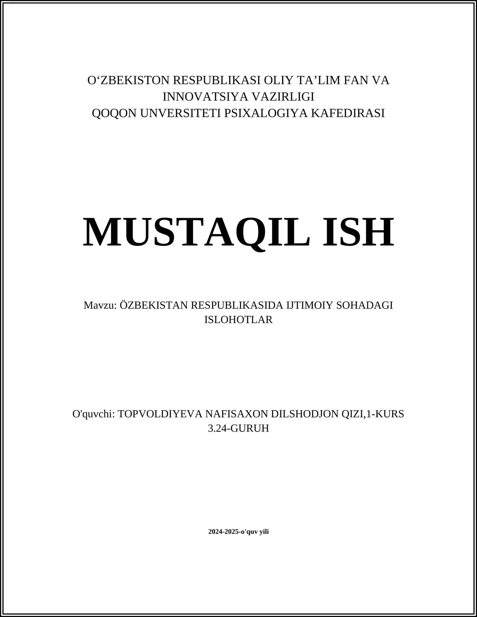 Ta'lim sohasidagi islohotlar