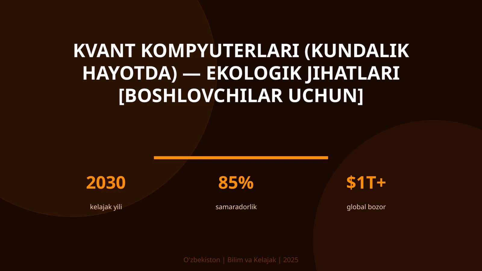 KVANT KOMPYUTERLARI (KUNDALIK HAYOTDA) — EKOLOGIK JIHATLARI [BOSHLOVCHILAR UCHUN]