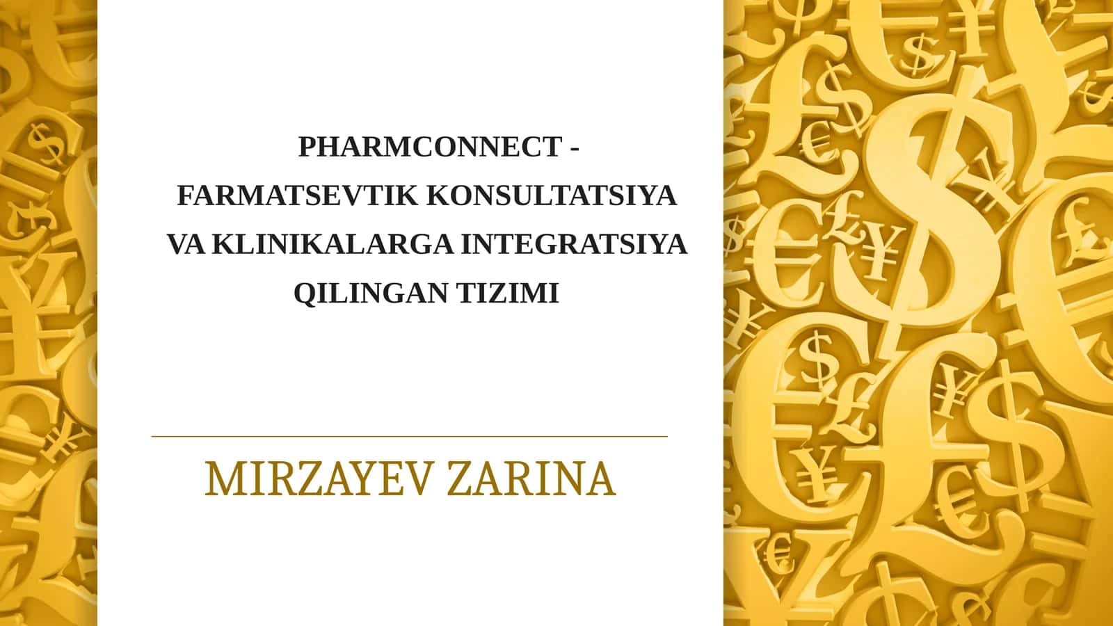 PHARMCONNECT - FARMATSEVTIK KONSULTATSIYA VA KLINIKALARGA INTEGRATSIYA QILINGAN TIZIMI
