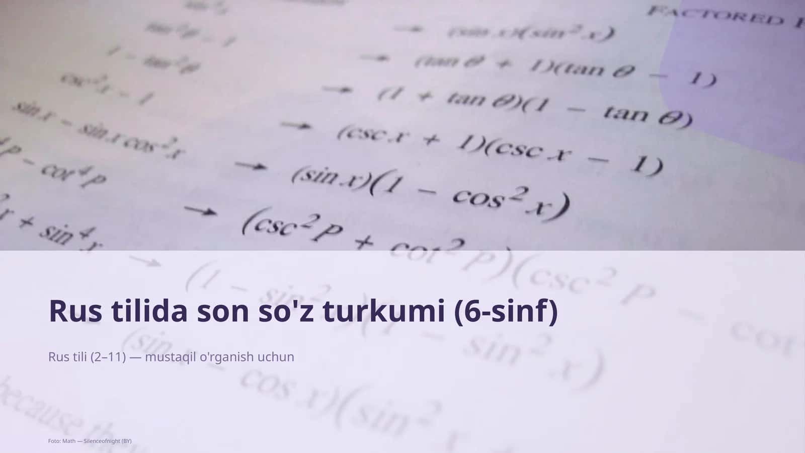 Rus tilida son so'z turkumi (6-sinf)
