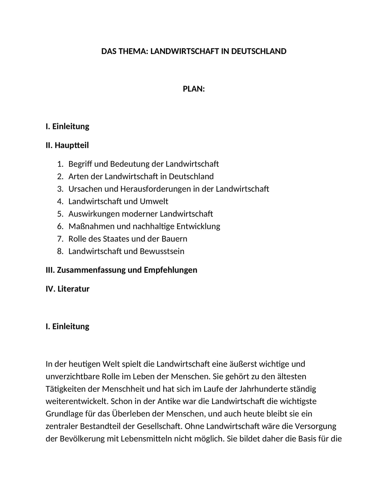 LANDWIRTSCHAFT IN DEUTSCHLAND