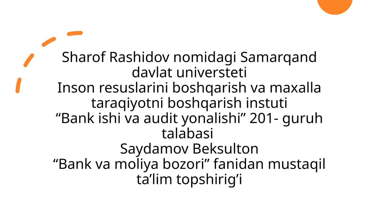 "Bank va moliya bozori"