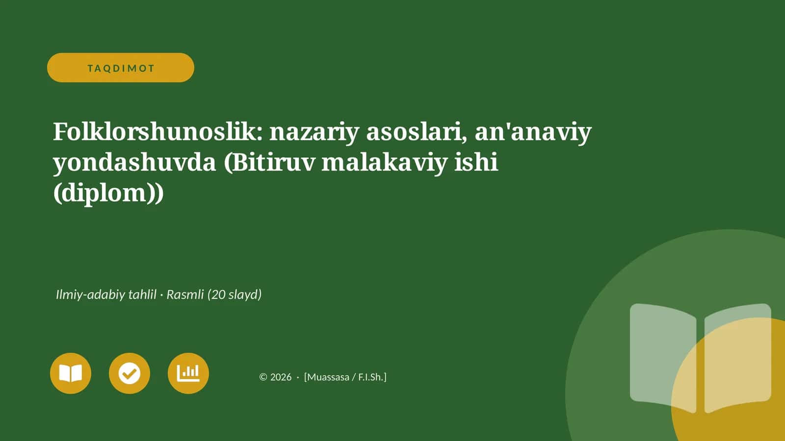 Folklorshunoslik: nazariy asoslari, an'anaviy yondashuvda (Bitiruv malakaviy ishi (diplom))