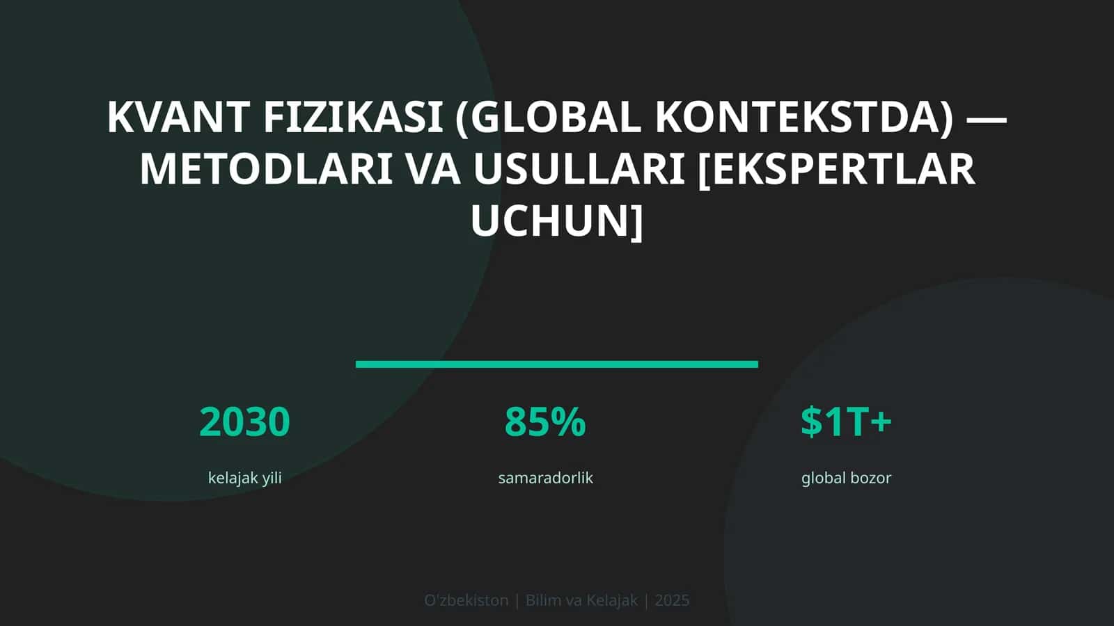 Kvant fizikasi (global kontekstda) — metodlari va usullari [ekspertlar uchun]