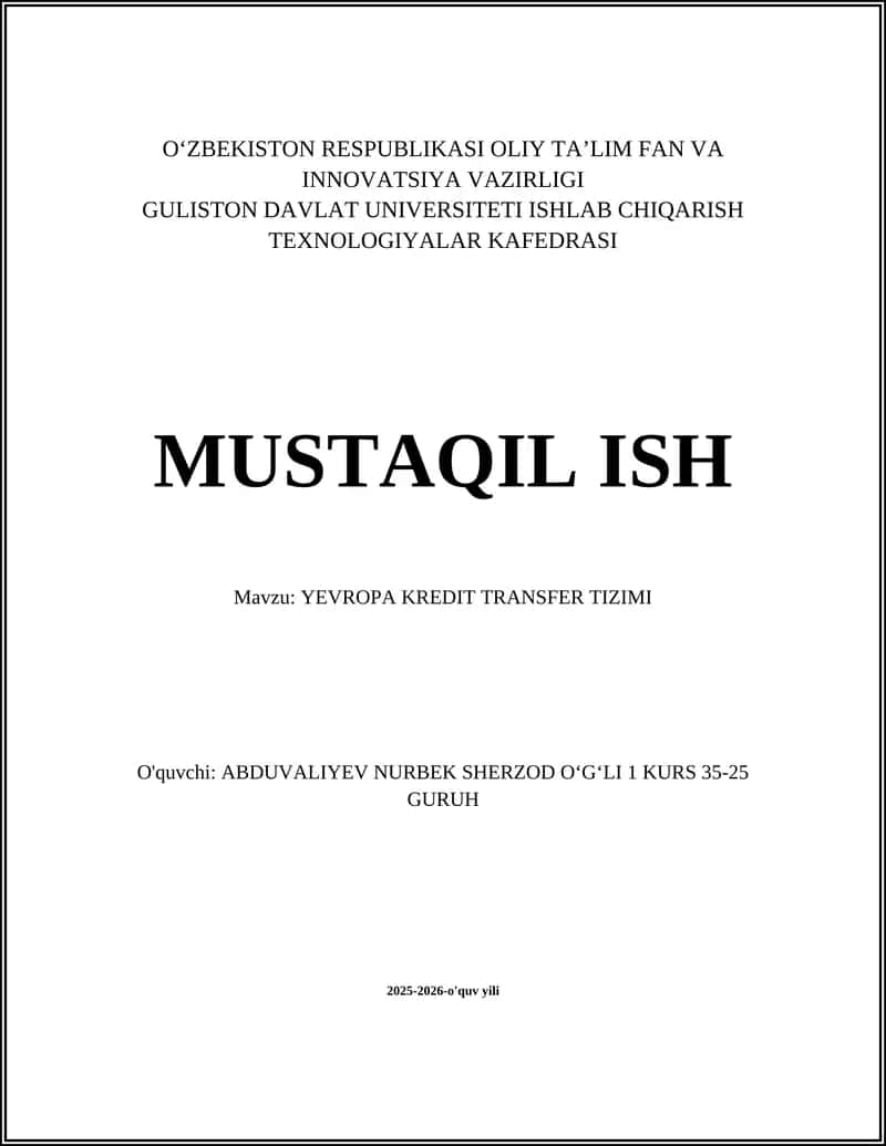 Yevropa Kredit Transfer Tizimi
