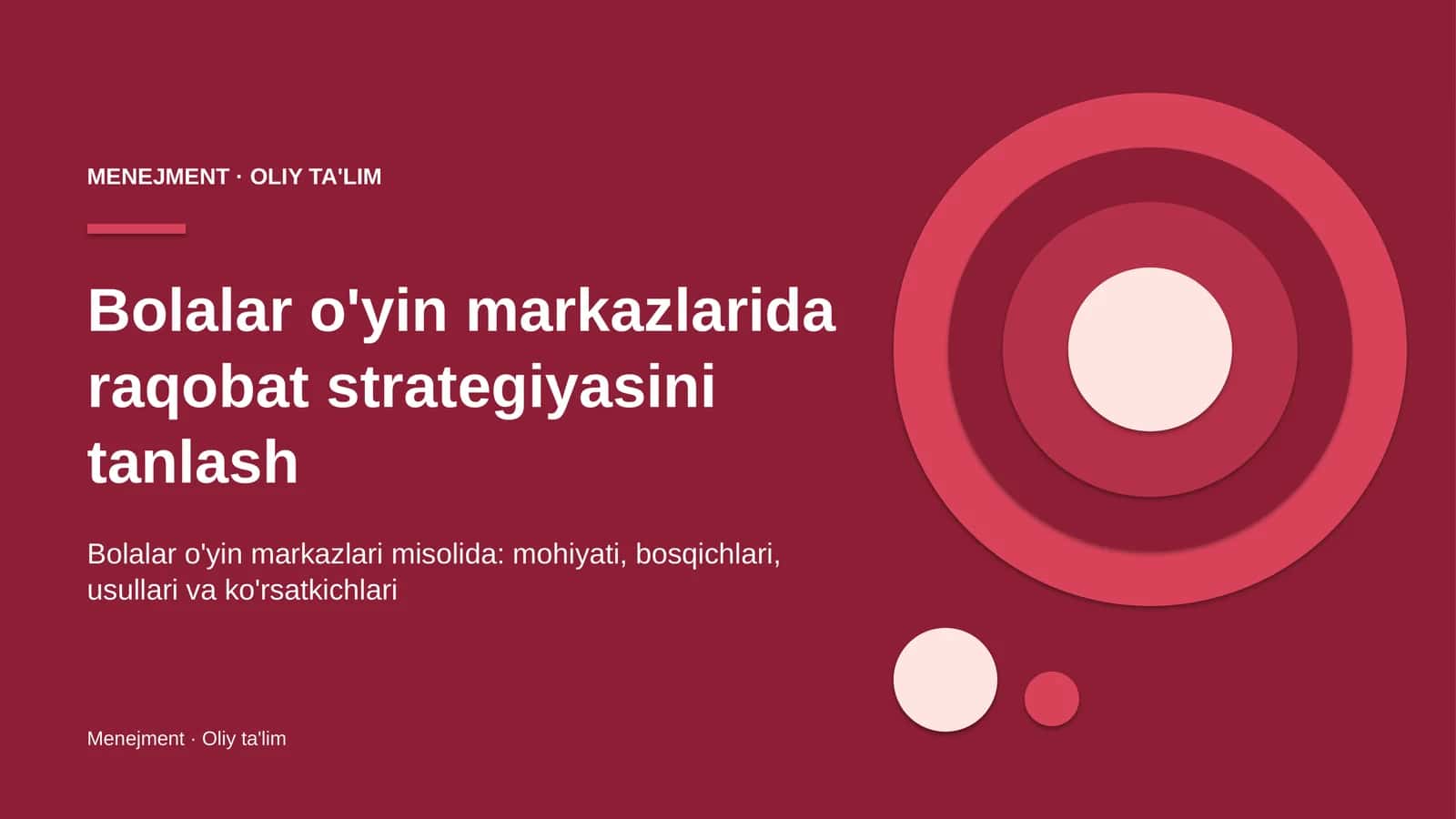 bolalar o'yin markazlarida raqobat strategiyasini tanlash 1408