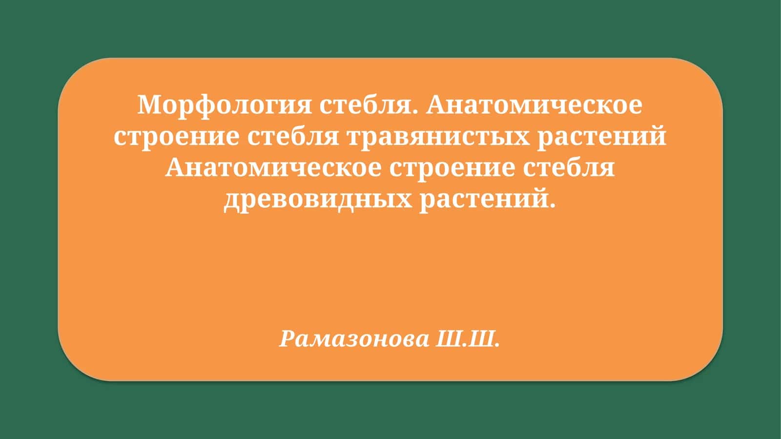 Морфология стебля