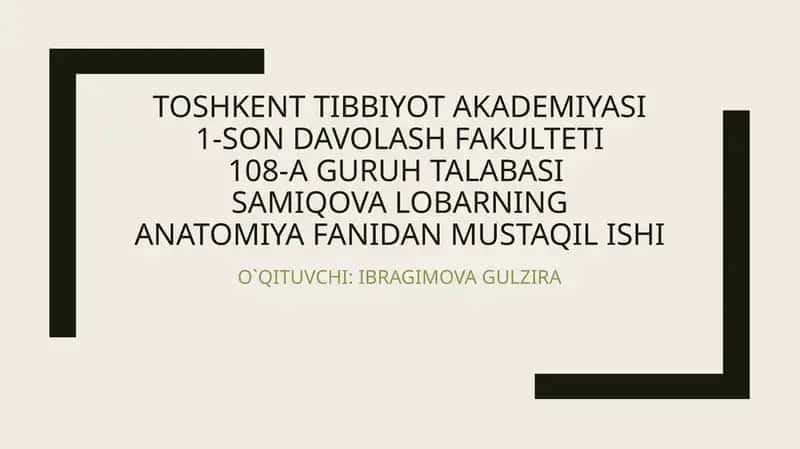 ANATOMIYA FANIDAN MUSTAQIL ISHI