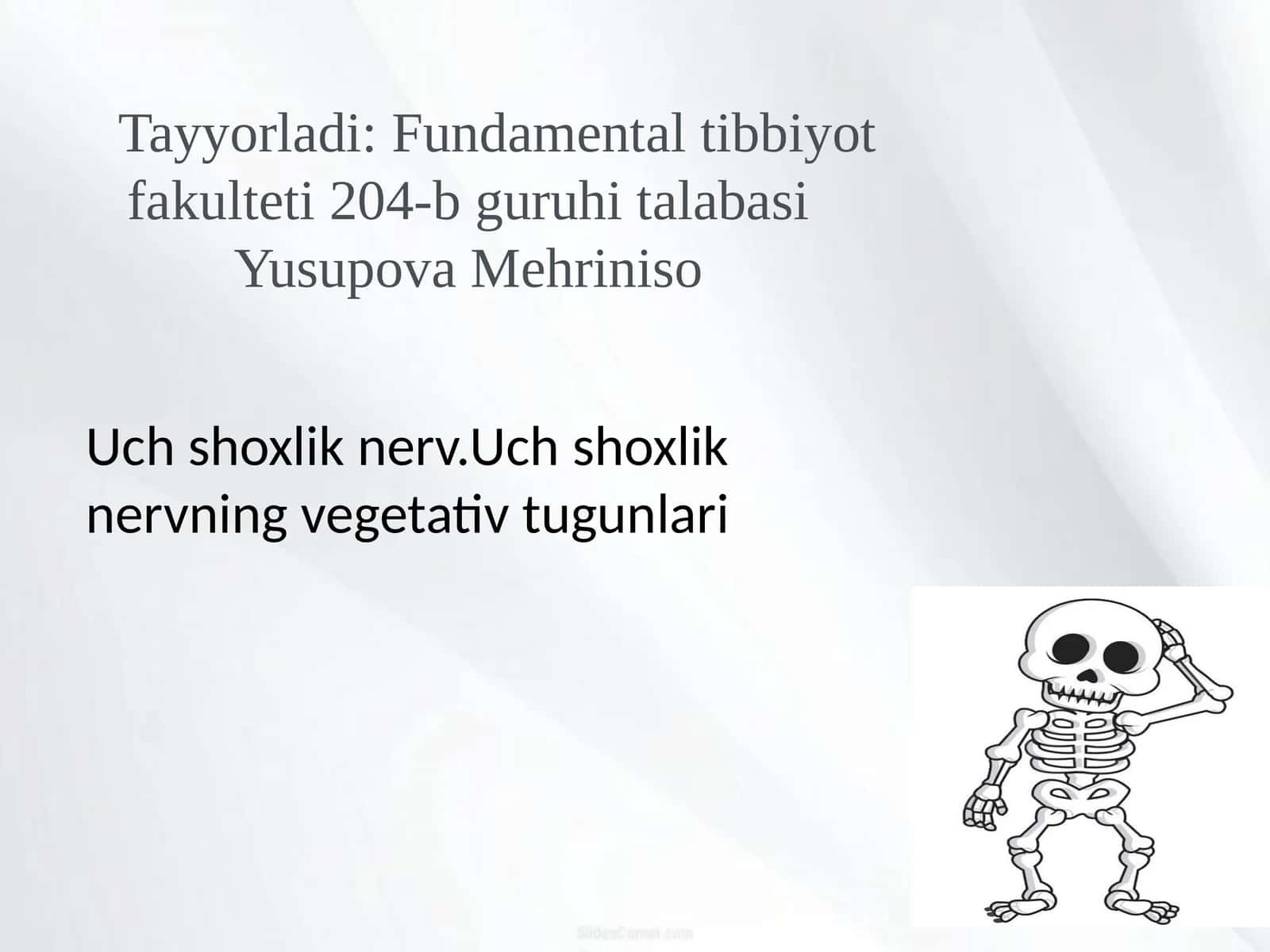 Uch shoxlik nerv.Uch shoxlik nervning vegetativ tugunlari