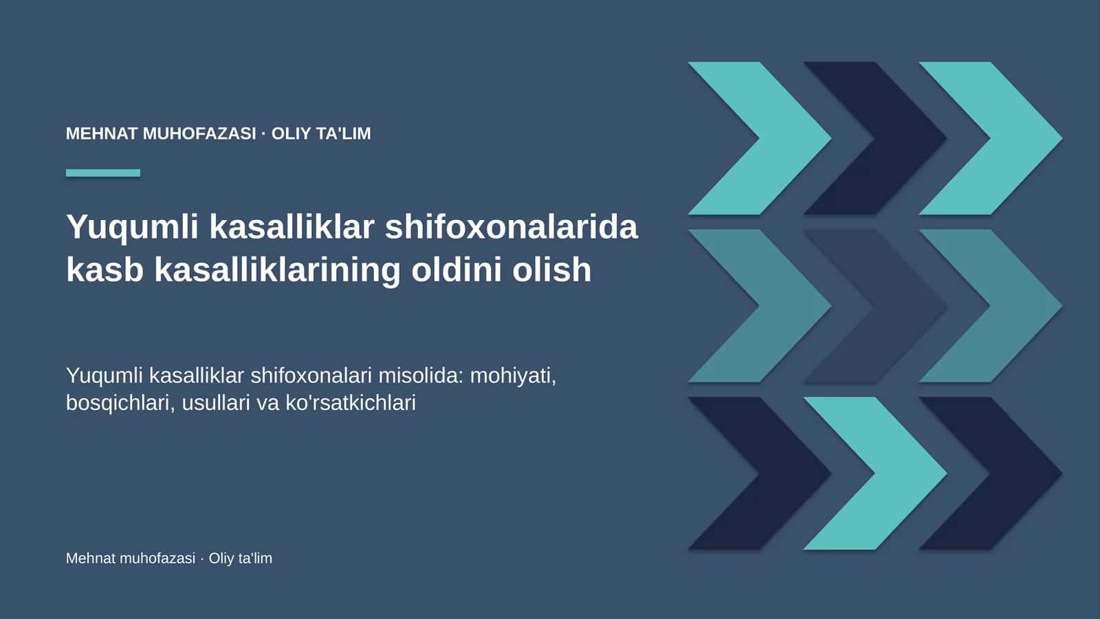 Yuqumli kasalliklar shifoxonalarida kasb kasalliklarining oldini olish
