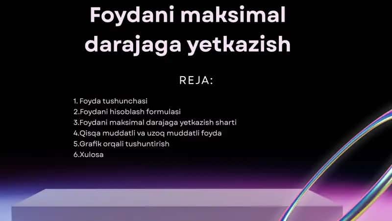 Foydani maksimal darajaga yetkazish
