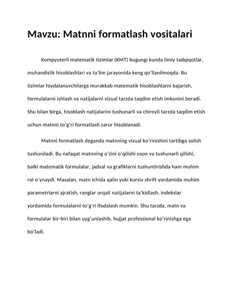 Matnni formatlash vositalari