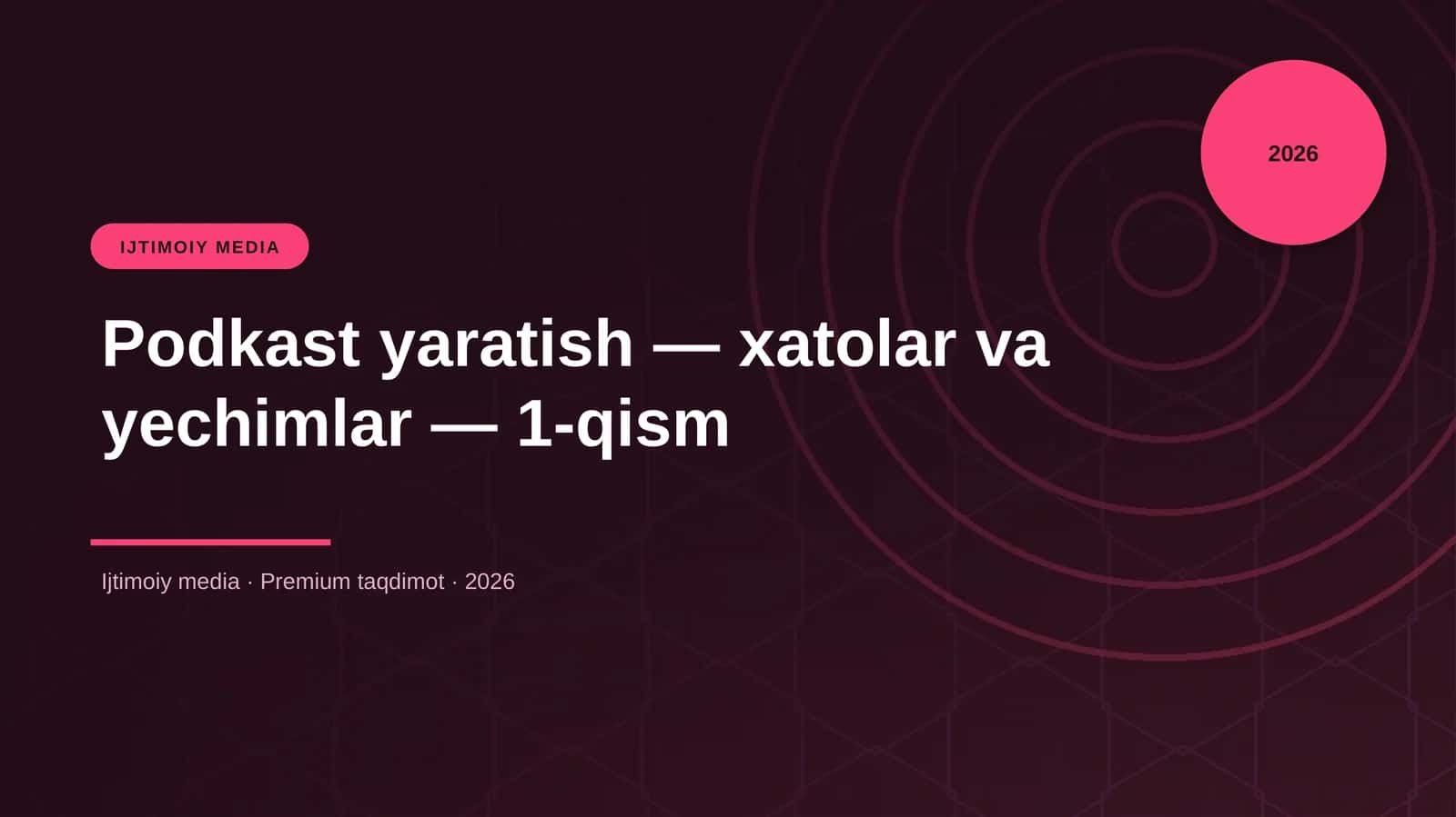 Podkast yaratish — xatolar va yechimlar — 1-qism