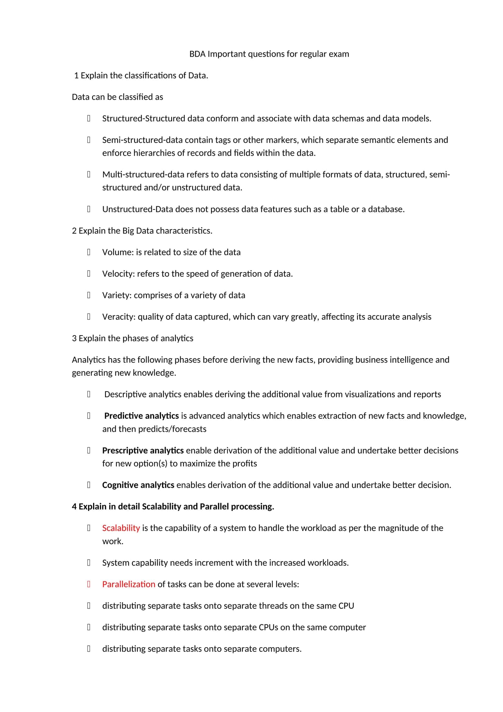 BDA Important questions for regular exam