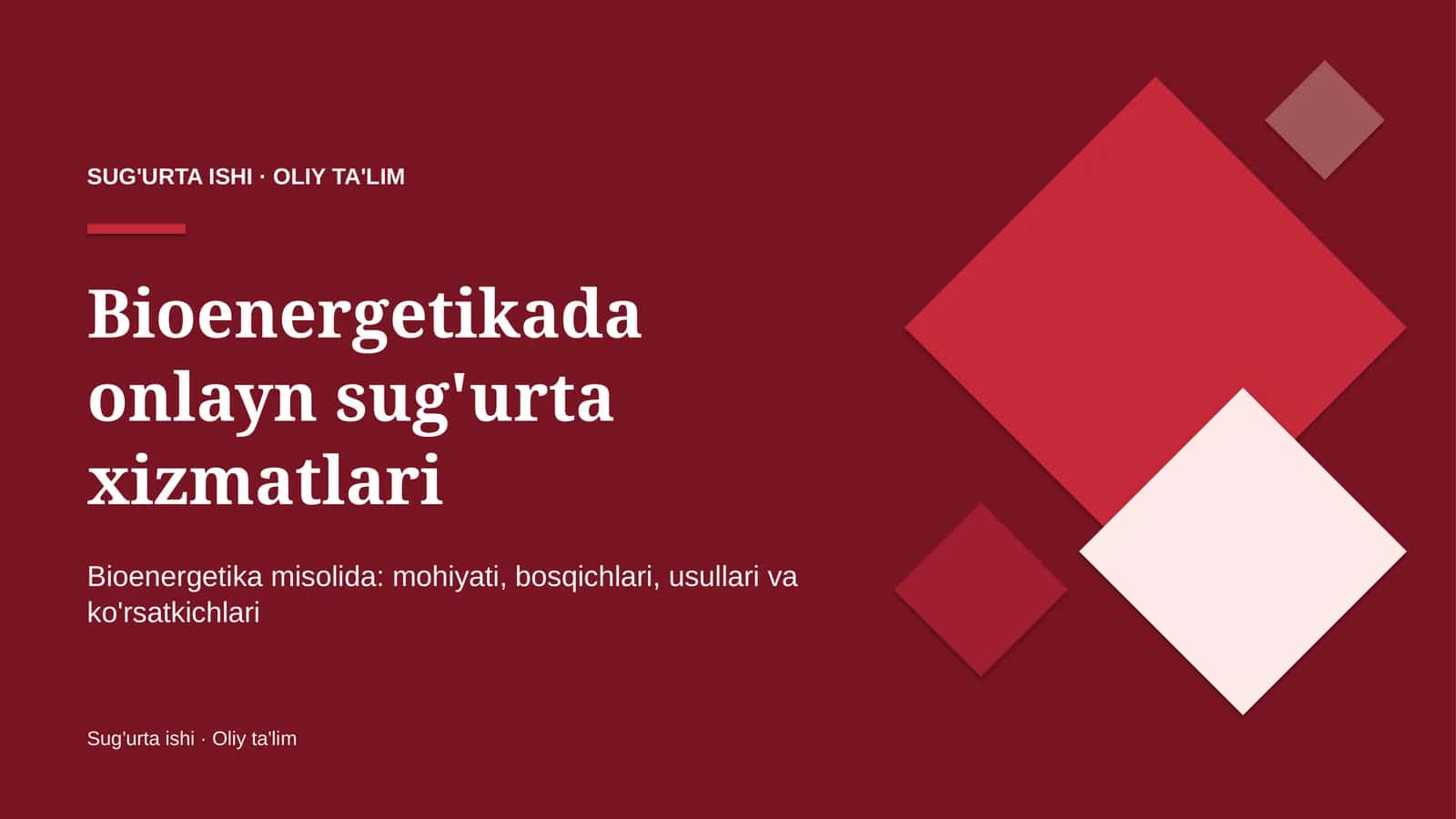 Bioenergetika misolida: mohiyati, bosqichlari, usullari va ko'rsatkichlari
