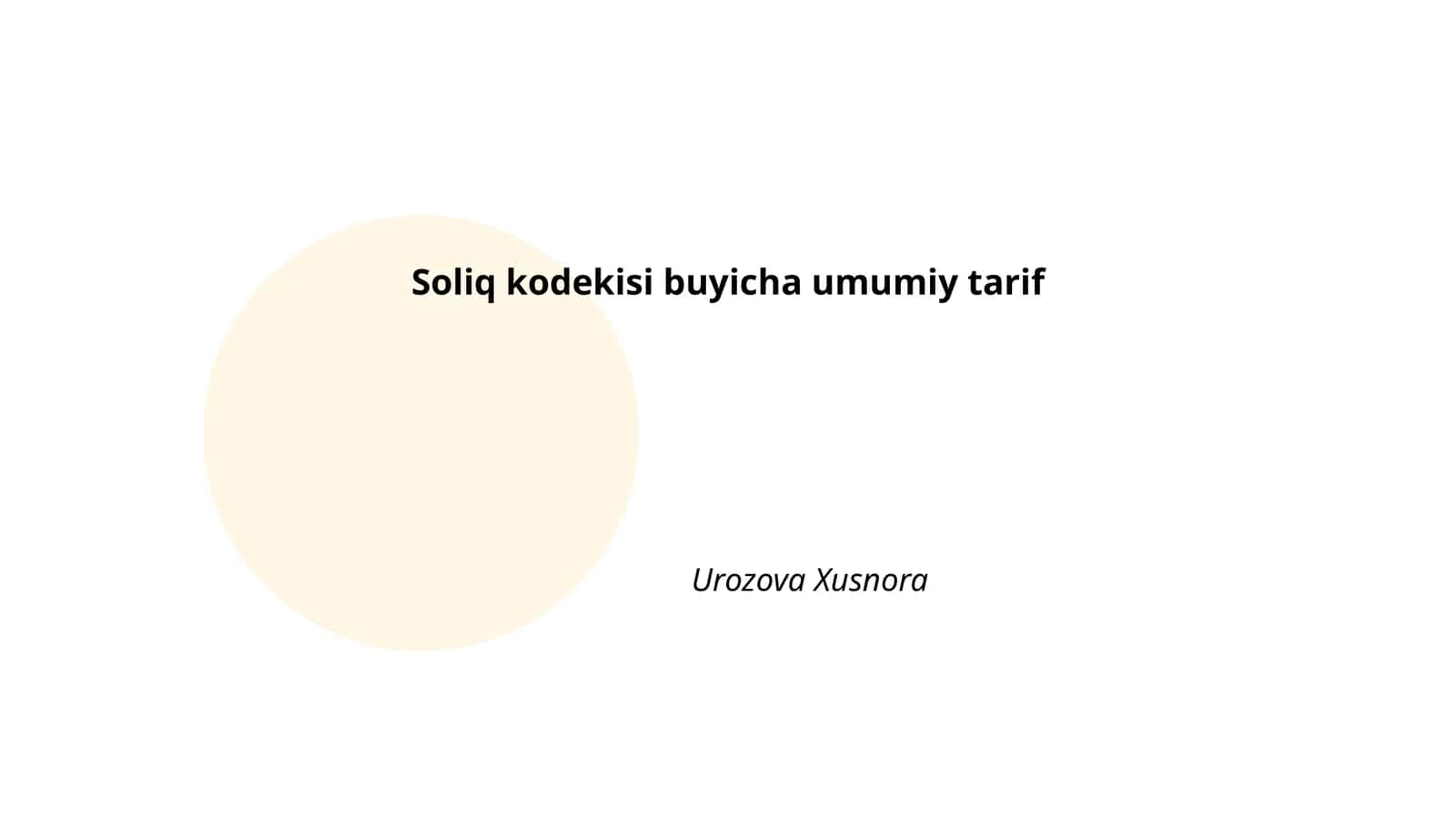 Soliq kodekisi buyicha umumiy tarif