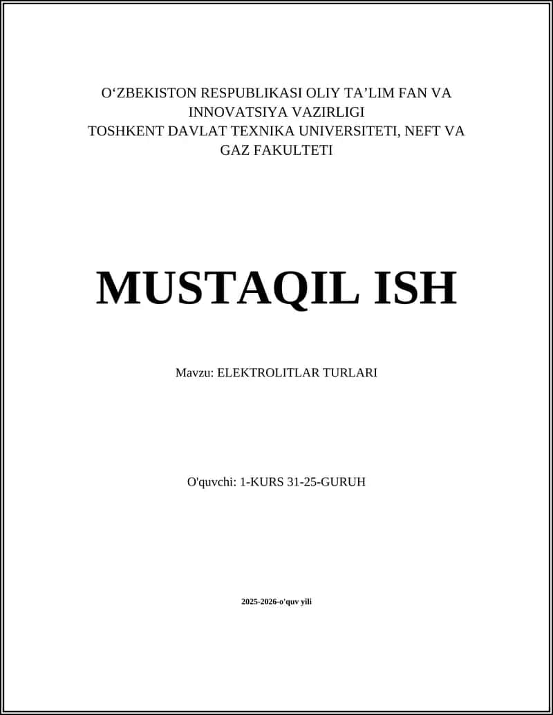 ELEKTROLITLAR TURLARI