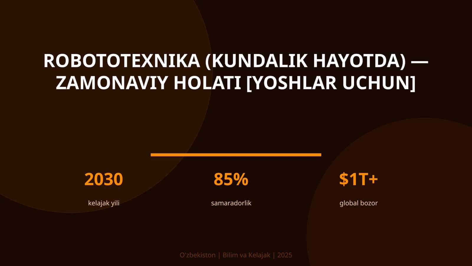ROBOTOTEXNIKA (KUNDALIK HAYOTDA) — ZAMONAVIY HOLATI [YOSHLAR UCHUN]