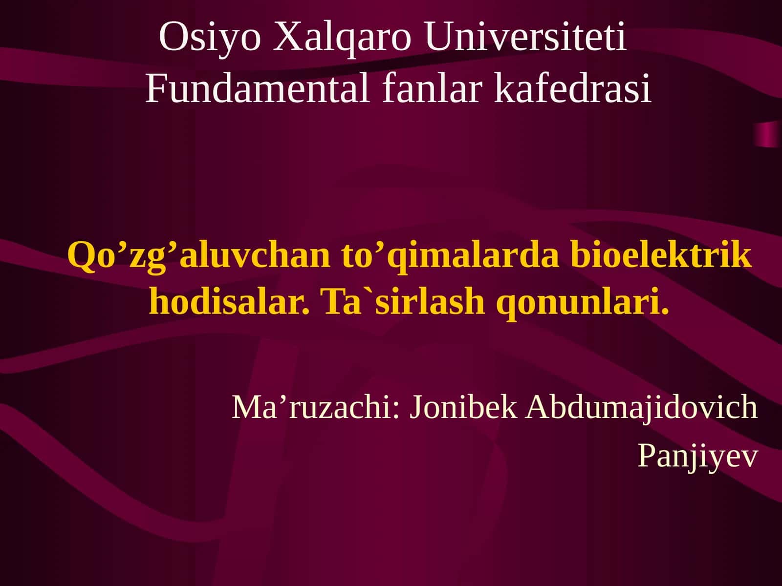 Qo’zg’aluvchan to’qimalarda bioelektrik hodisalar. Ta`sirlash qonunlari