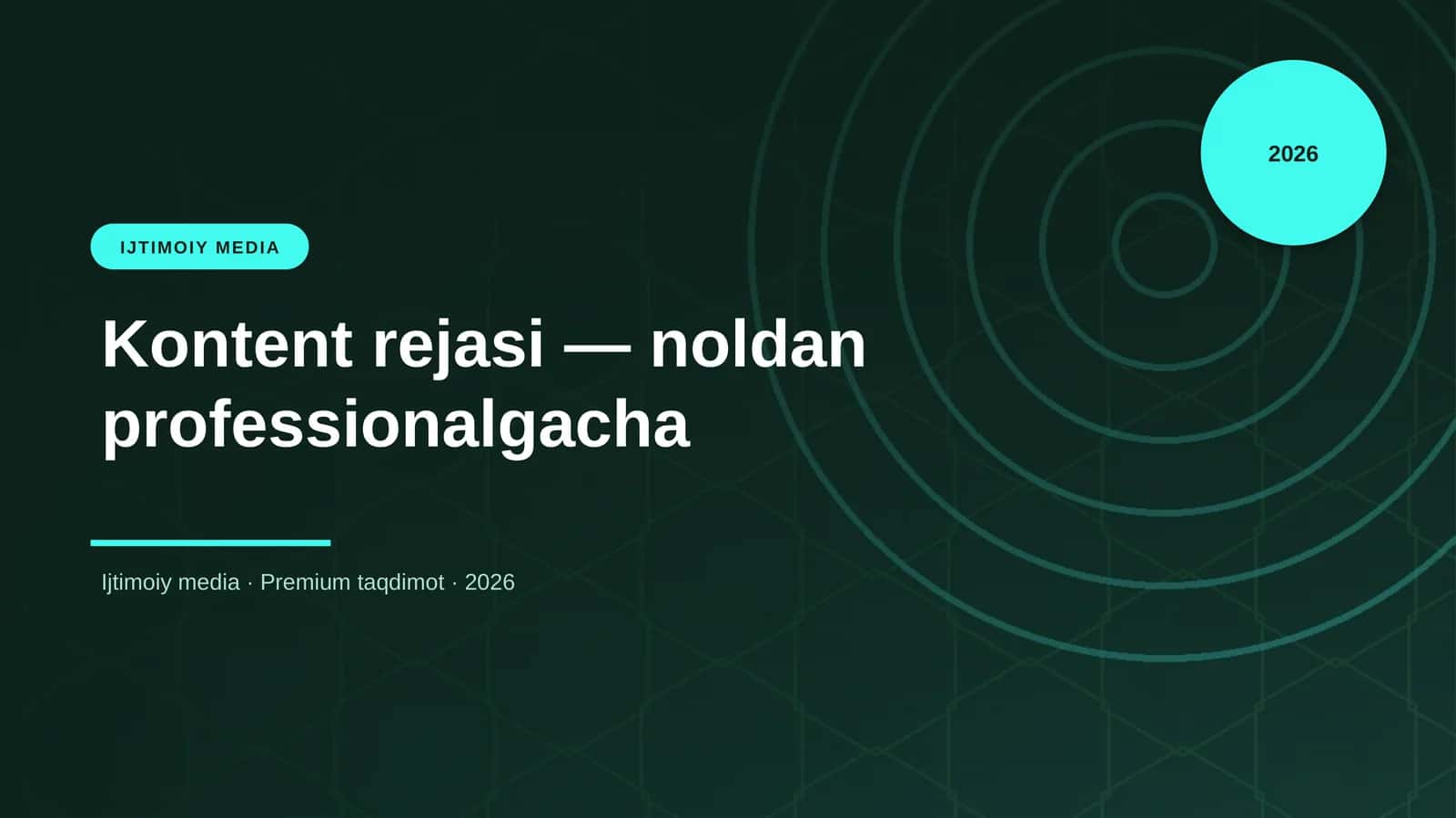 Kontent rejasi — noldan professionalgacha