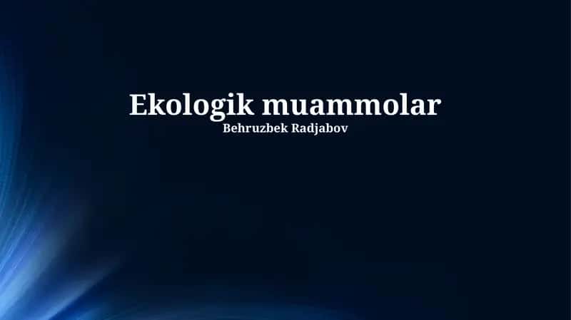 Ekologik Muammolar