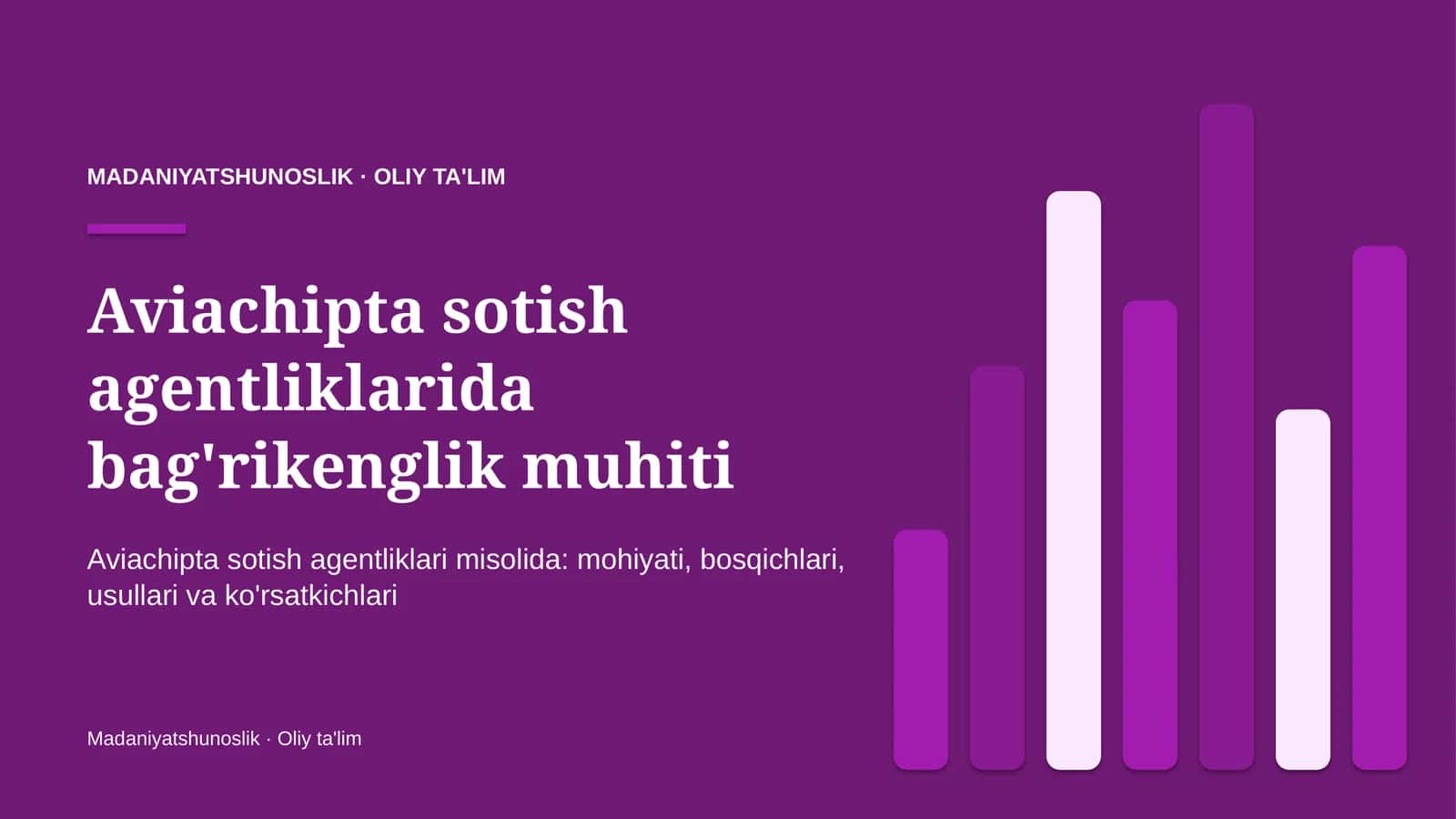 Aviachipta sotish agentliklarida bag'rikenglik muhiti