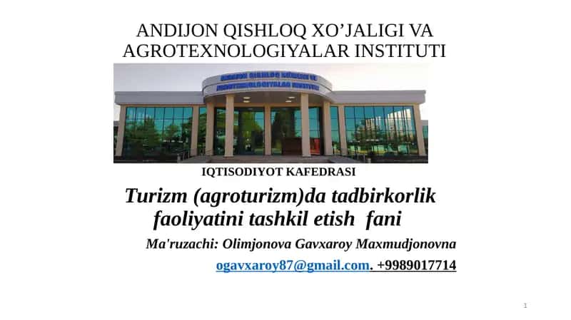Turizm Tadbirkorlik Faoliyatida Marketing