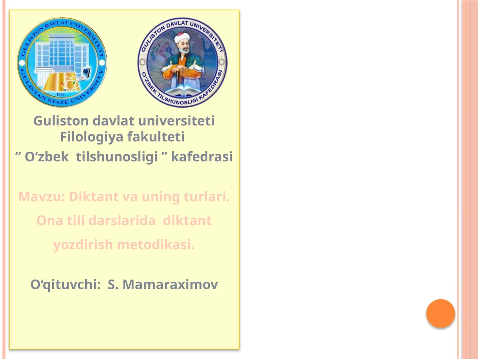Diktant turlari va uning metodi